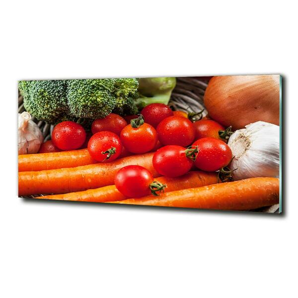 Cuadro decorativo de vidrio para salón horizontal Verduras