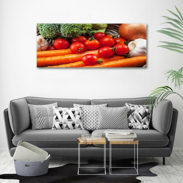 Cuadro decorativo de vidrio para salón horizontal Verduras