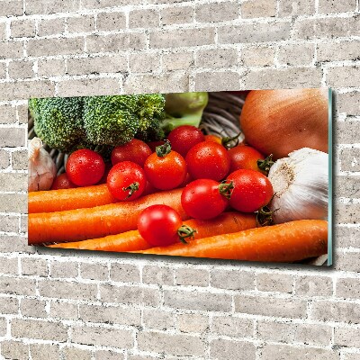 Cuadro decorativo de vidrio para salón horizontal Verduras