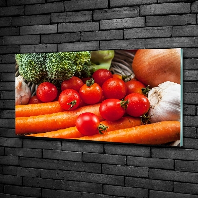 Cuadro decorativo de vidrio para salón horizontal Verduras