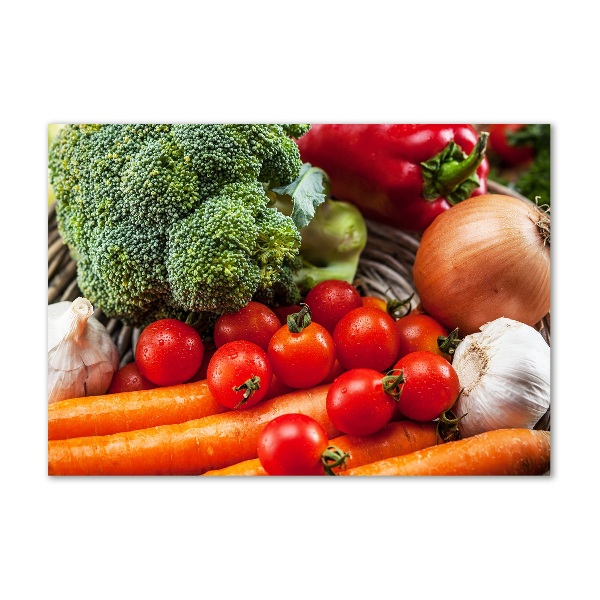 Cuadro decorativo de vidrio para salón horizontal Verduras