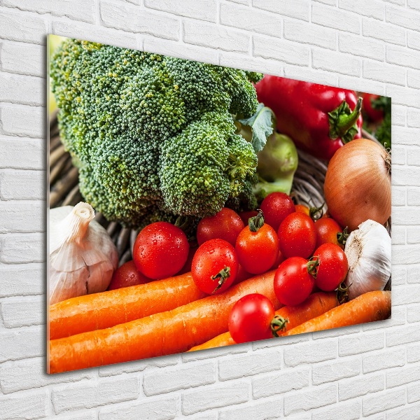 Cuadro decorativo de vidrio para salón horizontal Verduras