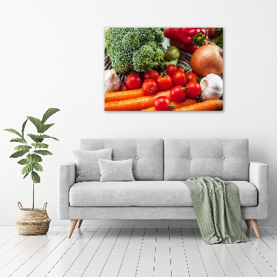 Cuadro decorativo de vidrio para salón horizontal Verduras