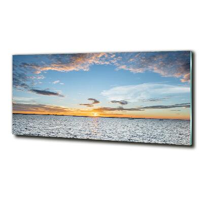 Cuadro decorativo de vidrio para salón horizontal Crepúsculo junto al mar