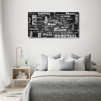 Cuadro decorativo de vidrio para salón horizontal Menú del restaurante