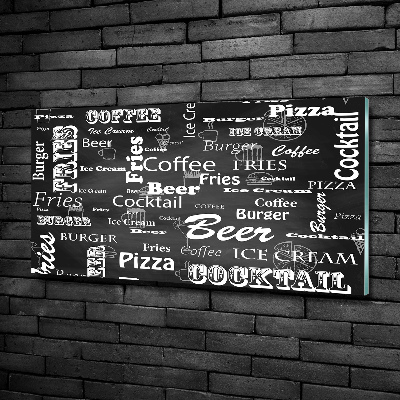 Cuadro decorativo de vidrio para salón horizontal Menú del restaurante