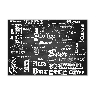 Cuadro decorativo de vidrio para salón horizontal Menú del restaurante