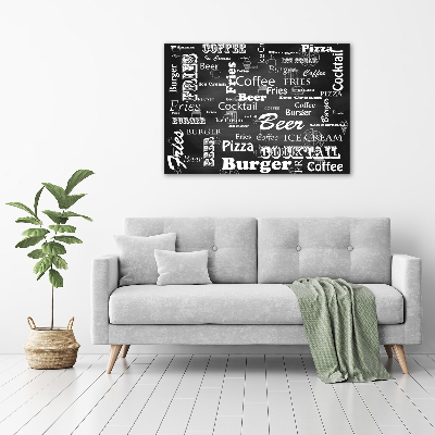 Cuadro decorativo de vidrio para salón horizontal Menú del restaurante