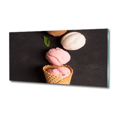 Foto en cristal de alta calidad con impresión uv horizontal Helado en cono de waffle