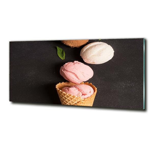 Foto en cristal de alta calidad con impresión uv horizontal Helado en cono de waffle