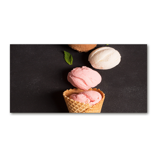 Foto en cristal de alta calidad con impresión uv horizontal Helado en cono de waffle