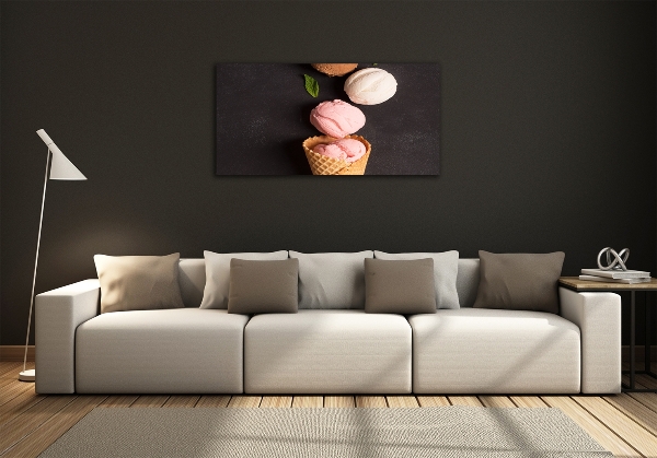 Foto en cristal de alta calidad con impresión uv horizontal Helado en cono de waffle