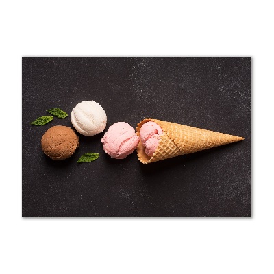 Foto en cristal de alta calidad con impresión uv horizontal Helado en cono de waffle