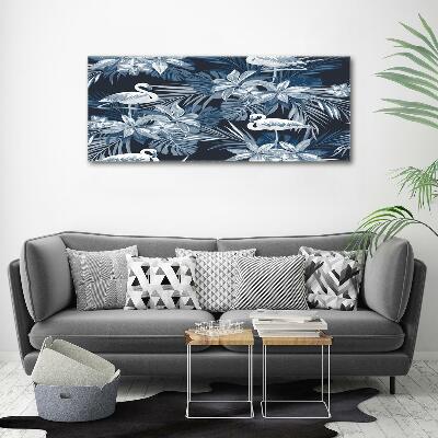 Foto-obraz szklany Flamingi i rośliny