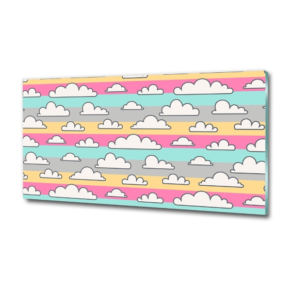 Cuadro decorativo de vidrio para salón horizontal Nubes