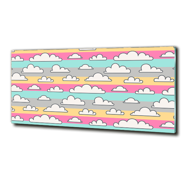 Cuadro decorativo de vidrio para salón horizontal Nubes