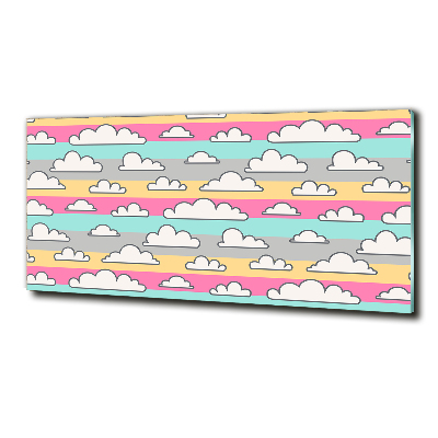 Cuadro decorativo de vidrio para salón horizontal Nubes