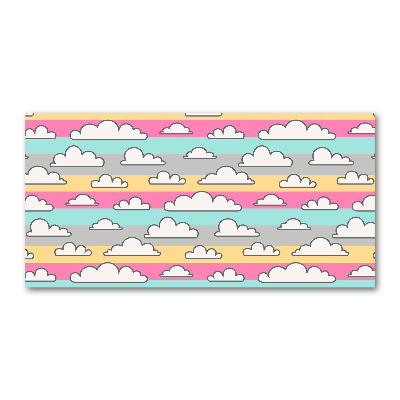 Cuadro decorativo de vidrio para salón horizontal Nubes