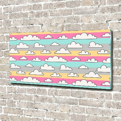 Cuadro decorativo de vidrio para salón horizontal Nubes
