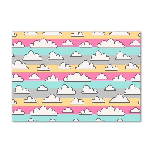 Cuadro decorativo de vidrio para salón horizontal Nubes