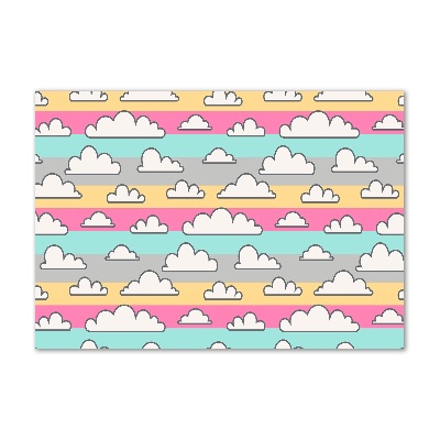 Cuadro decorativo de vidrio para salón horizontal Nubes