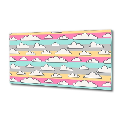 Cuadro decorativo de vidrio para salón horizontal Nubes