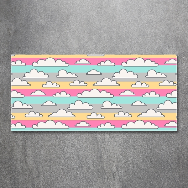 Cuadro decorativo de vidrio para salón horizontal Nubes