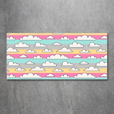 Cuadro decorativo de vidrio para salón horizontal Nubes