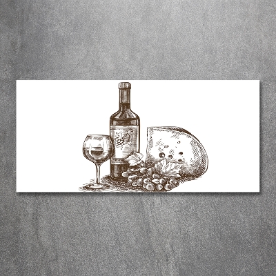 Cuadro de cristal templado moderno horizontal Vino y aperitivos