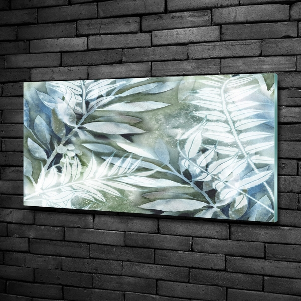 Cuadro de cristal templado moderno horizontal Hojas