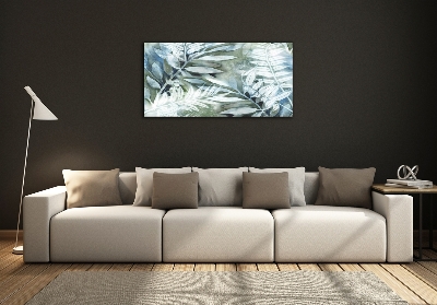 Cuadro de cristal templado moderno horizontal Hojas