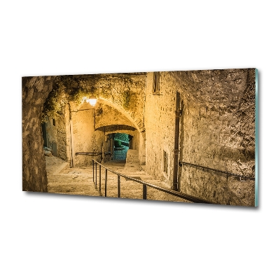 Cuadro decorativo de vidrio para salón horizontal Peille de noche, Francia