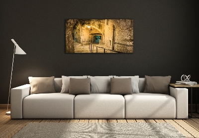 Cuadro decorativo de vidrio para salón horizontal Peille de noche, Francia