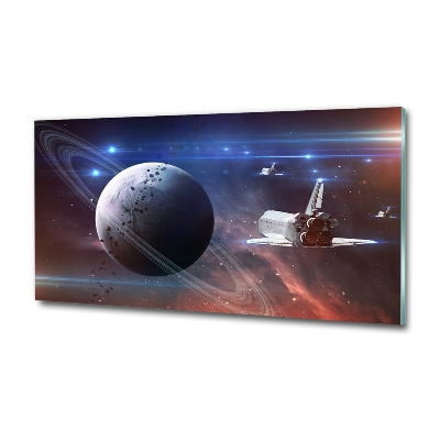 Cuadro decorativo de vidrio para salón horizontal Astronave