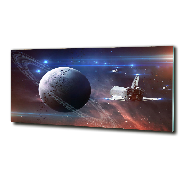 Cuadro decorativo de vidrio para salón horizontal Astronave