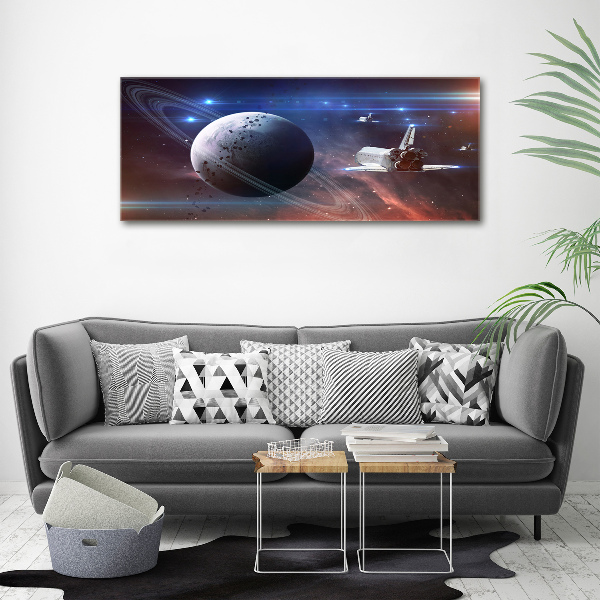 Cuadro decorativo de vidrio para salón horizontal Astronave