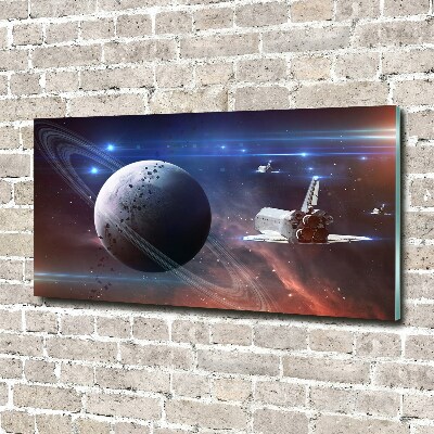 Cuadro decorativo de vidrio para salón horizontal Astronave