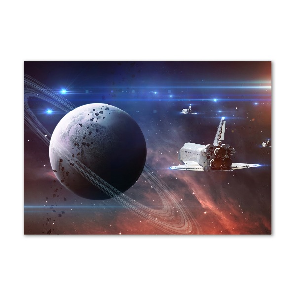 Cuadro decorativo de vidrio para salón horizontal Astronave