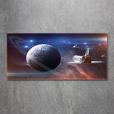 Cuadro decorativo de vidrio para salón horizontal Astronave
