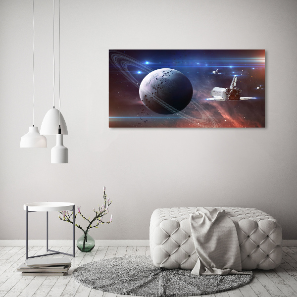 Cuadro decorativo de vidrio para salón horizontal Astronave