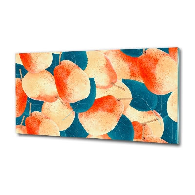 Cuadro decorativo de vidrio para salón horizontal Peras