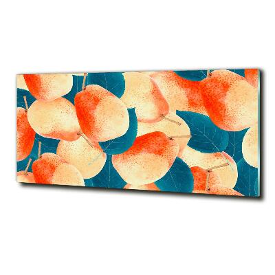 Cuadro decorativo de vidrio para salón horizontal Peras