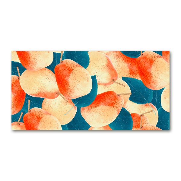 Cuadro decorativo de vidrio para salón horizontal Peras