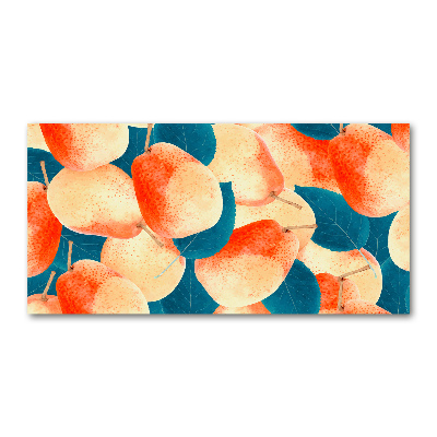 Cuadro decorativo de vidrio para salón horizontal Peras