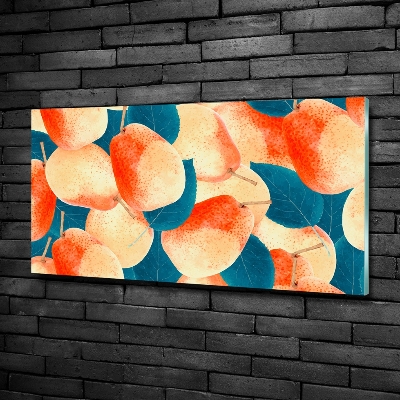 Cuadro decorativo de vidrio para salón horizontal Peras
