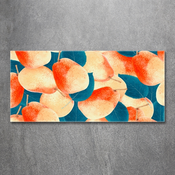 Cuadro decorativo de vidrio para salón horizontal Peras