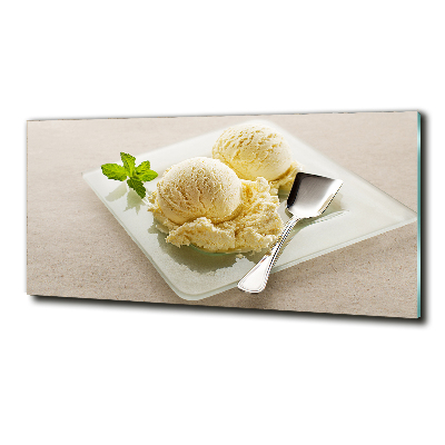 Cuadro decorativo de vidrio para salón horizontal Helado en un plato