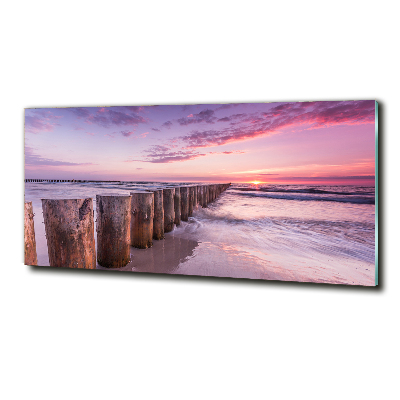 Foto en cristal de alta calidad con impresión uv horizontal rompeolas de madera