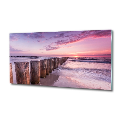 Foto en cristal de alta calidad con impresión uv horizontal rompeolas de madera