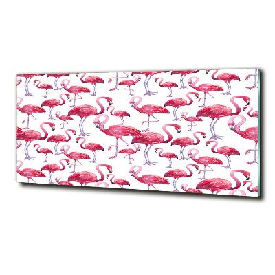 Cuadro de cristal templado moderno horizontal Flamencos